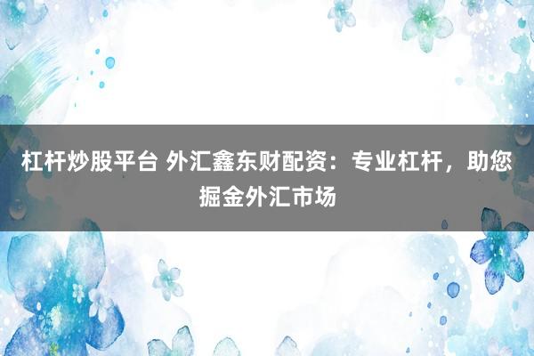 杠杆炒股平台 外汇鑫东财配资：专业杠杆，助您掘金外汇市场
