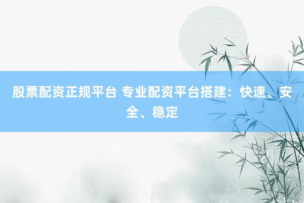 股票配资正规平台 专业配资平台搭建：快速、安全、稳定
