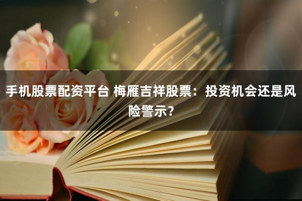 手机股票配资平台 梅雁吉祥股票：投资机会还是风险警示？