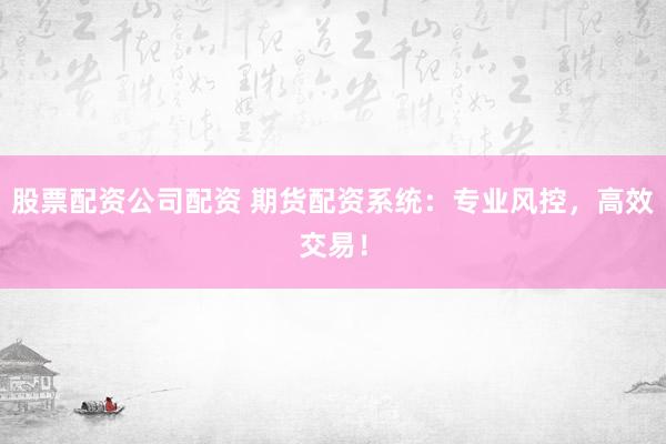 股票配资公司配资 期货配资系统：专业风控，高效交易！