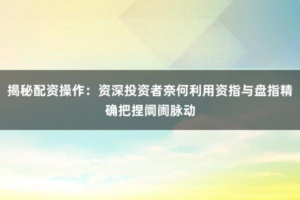 揭秘配资操作：资深投资者奈何利用资指与盘指精确把捏阛阓脉动