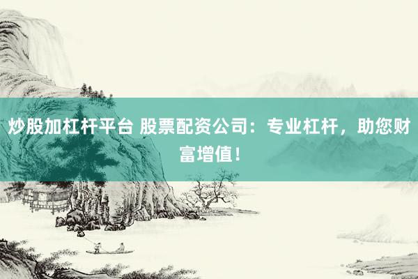 炒股加杠杆平台 股票配资公司：专业杠杆，助您财富增值！
