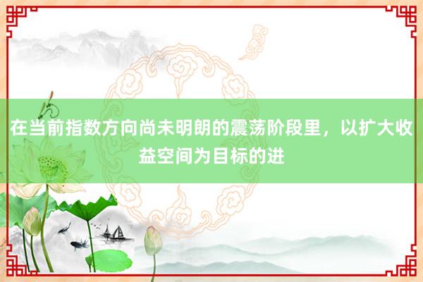 在当前指数方向尚未明朗的震荡阶段里，以扩大收益空间为目标的进